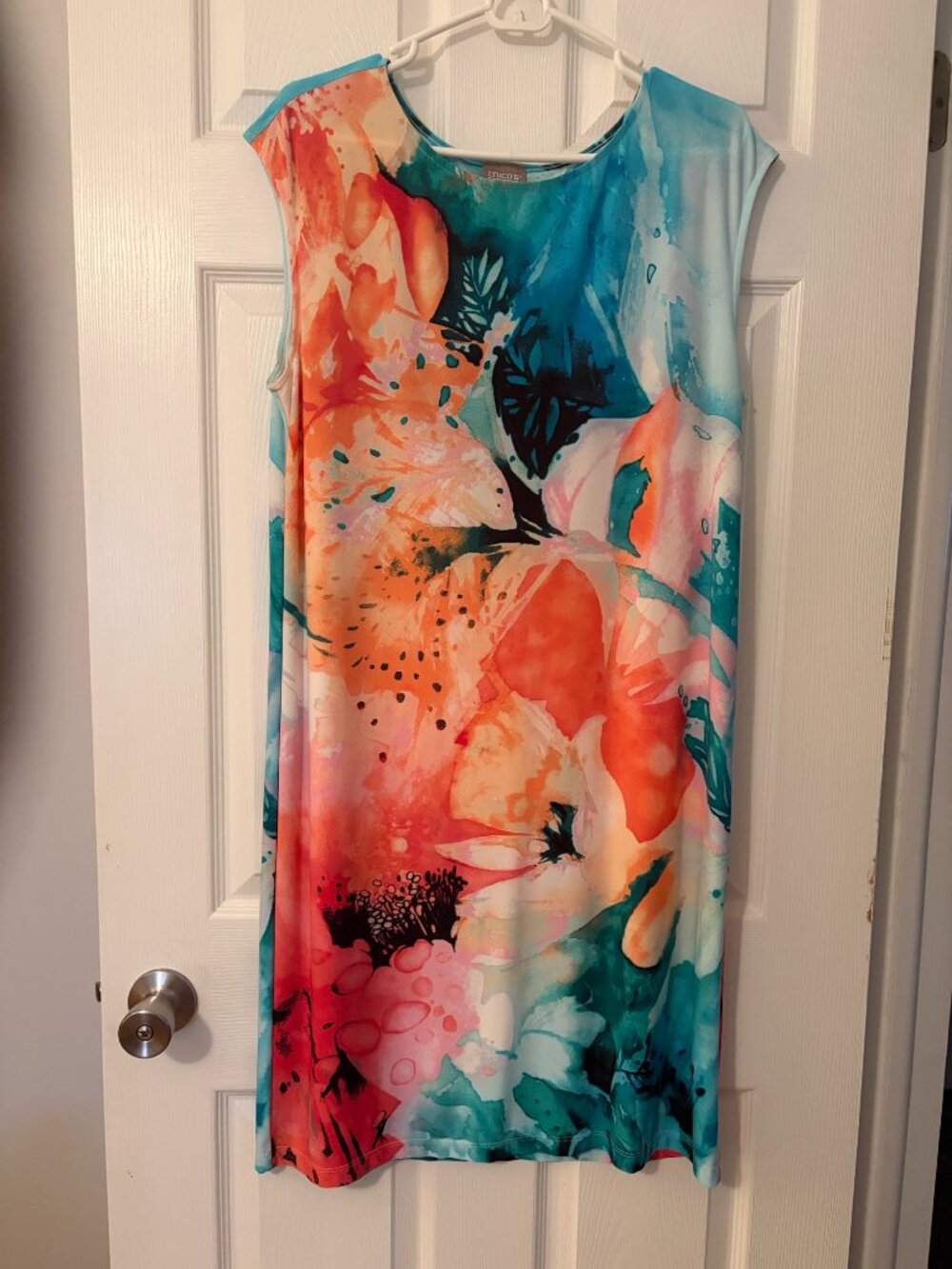 Chico’s Sleeveless Sheath Dress in Bright Multicolor Floral Print
